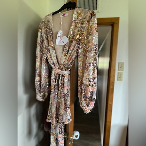 COPY - NWT Buddy Love Adeline Sequin Wrap Dress - Picture 4 of 6
